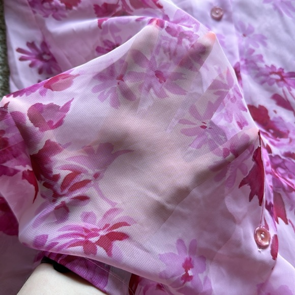🌺 Vintage Haband Pink Floral Button-Up Blouse - Picture 2 of 3